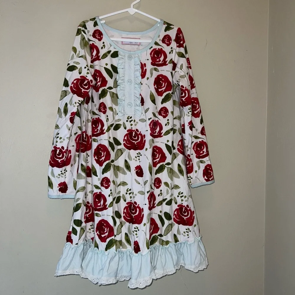 Sweethoney Floral Long Sleeve Nightgown with Ruffle Hem and Bloomers